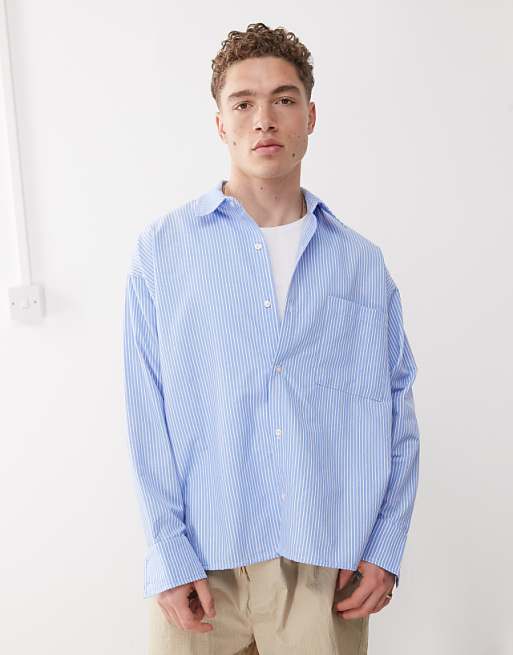 asos Reclaimed Vintage boxy oversized shirt in blue stripe