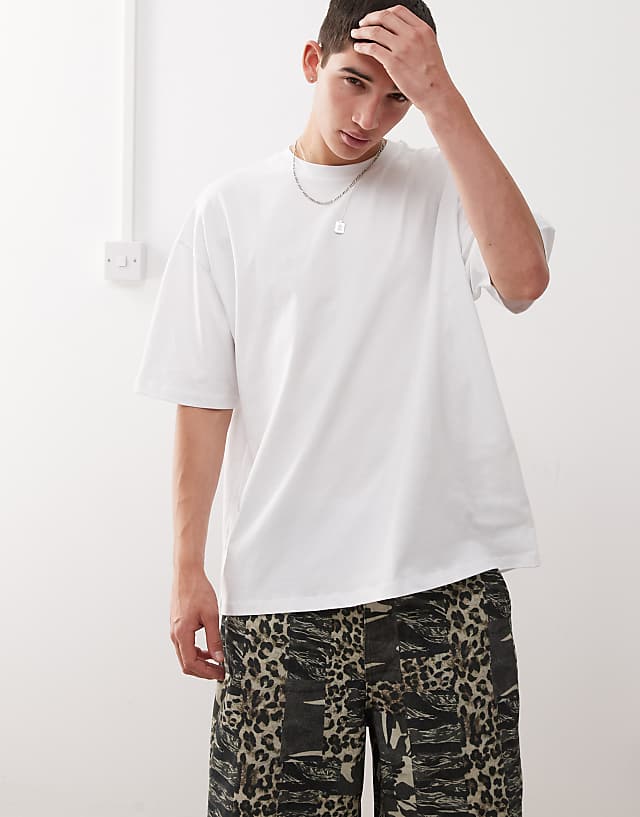 Asos Reclaimed Vintage Boxy Oversized T-shirt With Back Graphic Print In White