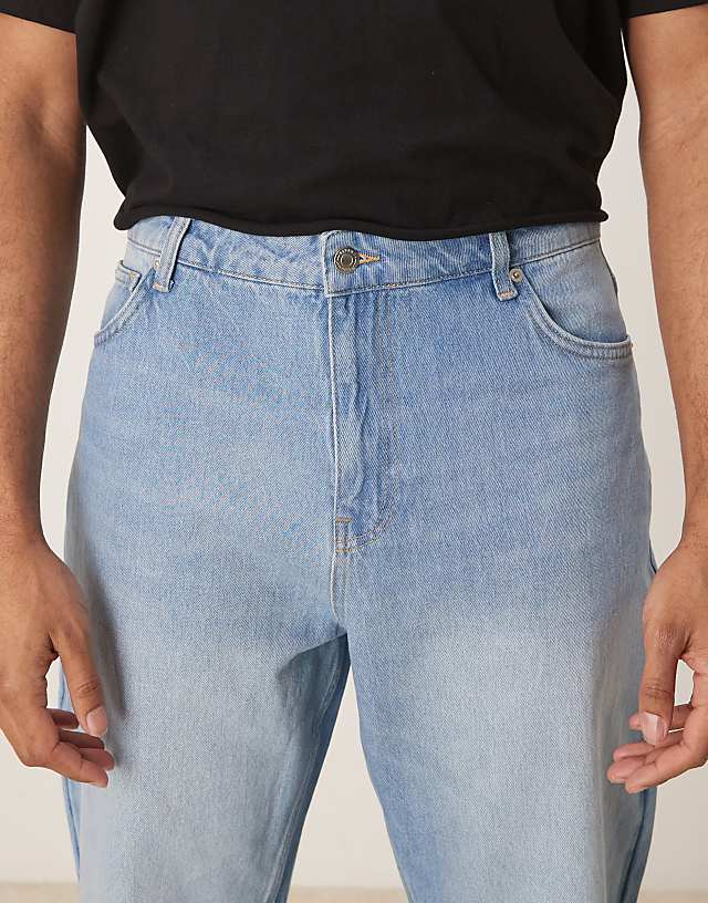 Asos Reclaimed Vintage Denim Relaxed Bootcut Flare Jean In Light Blue Bleach Wash