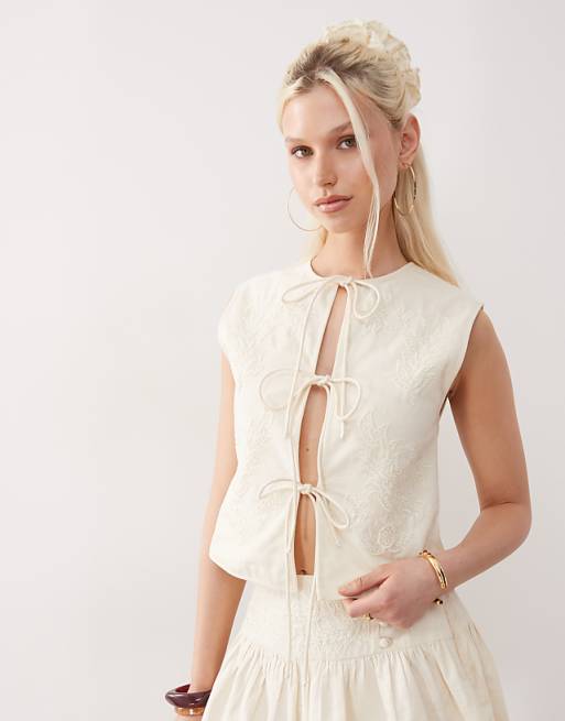 Asos Reclaimed Vintage Limited Edition Co-ord And Scrunchie Set With Pearl Embroidery