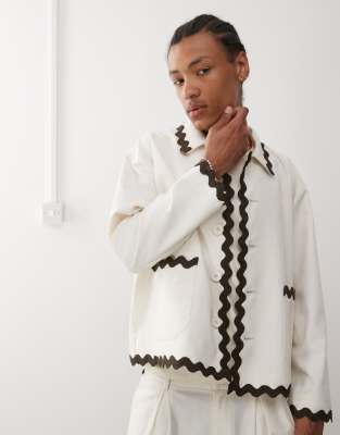 Asos Reclaimed Vintage Limited Edition Linen Suit With Scallop Taping