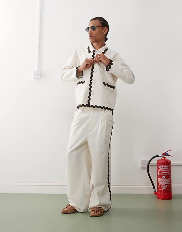 asos Reclaimed Vintage limited edition linen suit with scallop taping