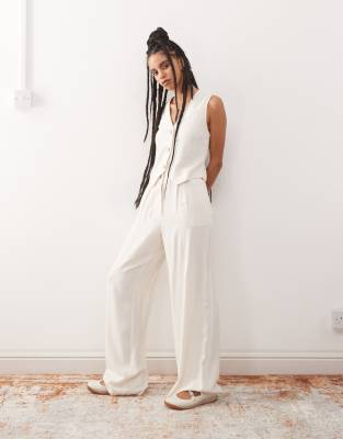 Asos Reclaimed Vintage Linen Blend Co-ord In Neutral