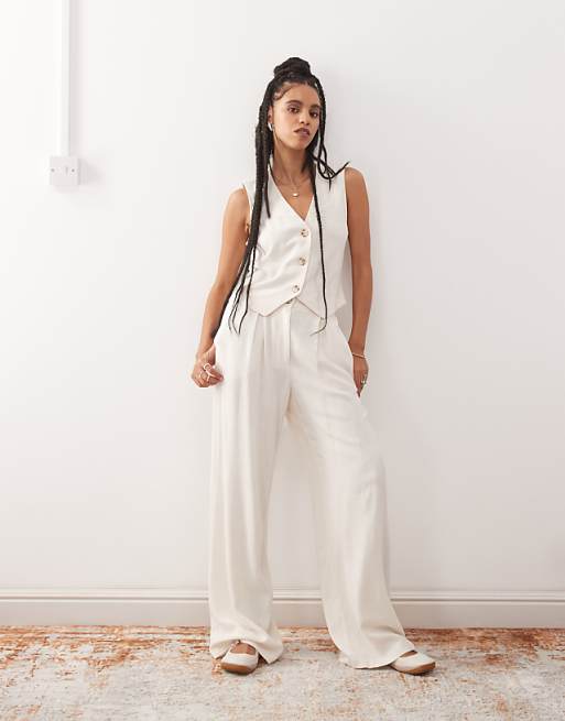 asos Reclaimed Vintage linen blend Co-ord in Neutral