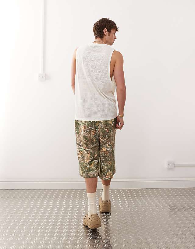 Asos Reclaimed Vintage Oversized Dropped Armhole Airtex Vest In White