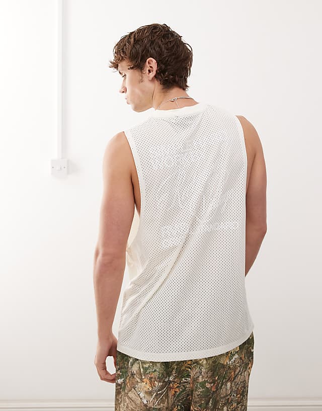 Asos Reclaimed Vintage Oversized Dropped Armhole Airtex Vest In White