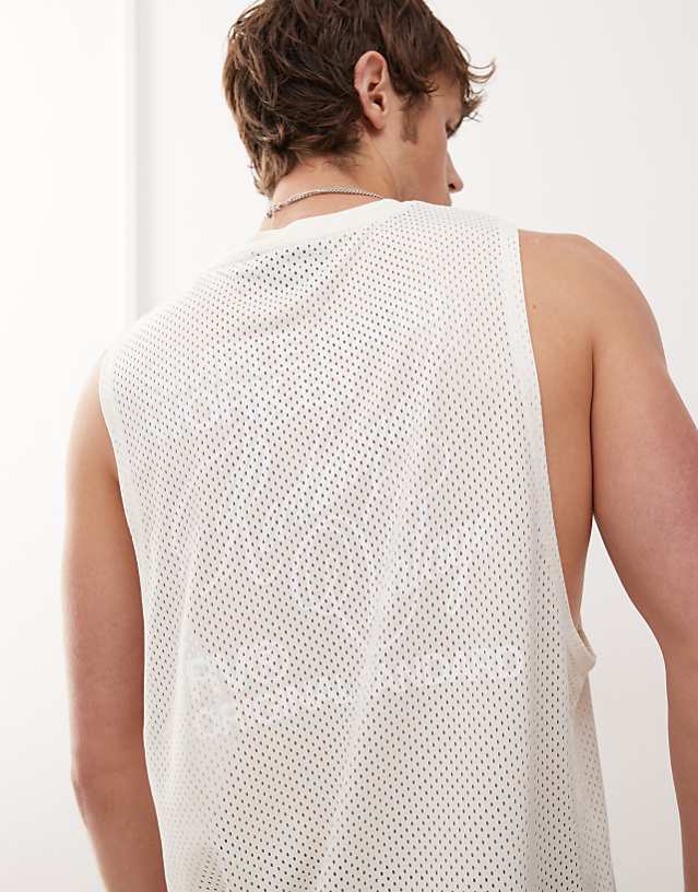 asos Reclaimed Vintage oversized dropped armhole airtex vest in white