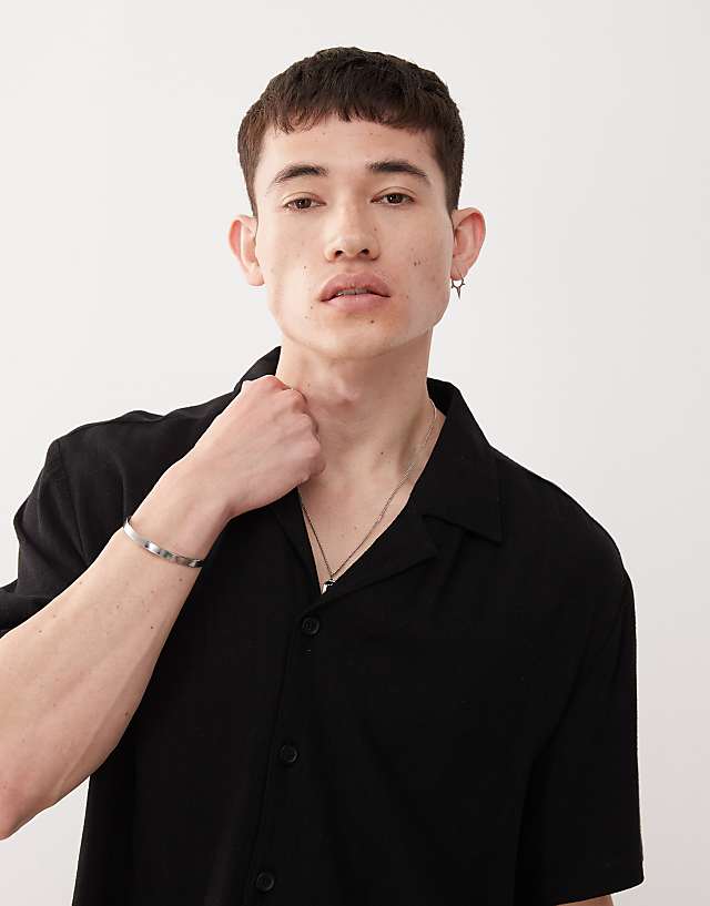 Asos Reclaimed Vintage Oversized Linen Blend Shirt In Black