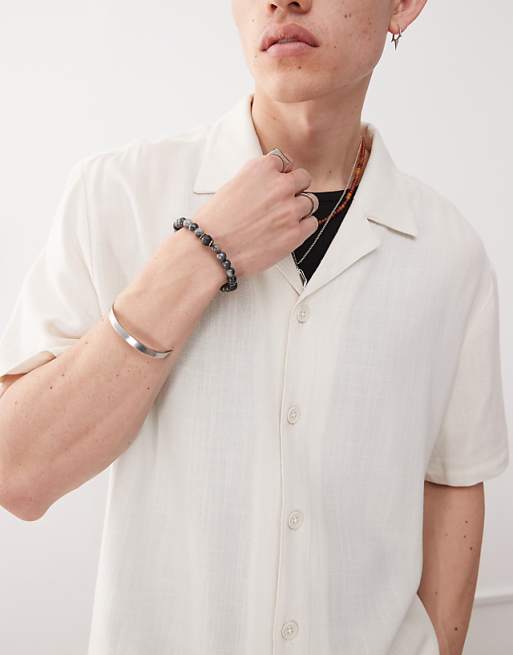Asos Reclaimed Vintage Oversized Linen Blend Shirt In Cream