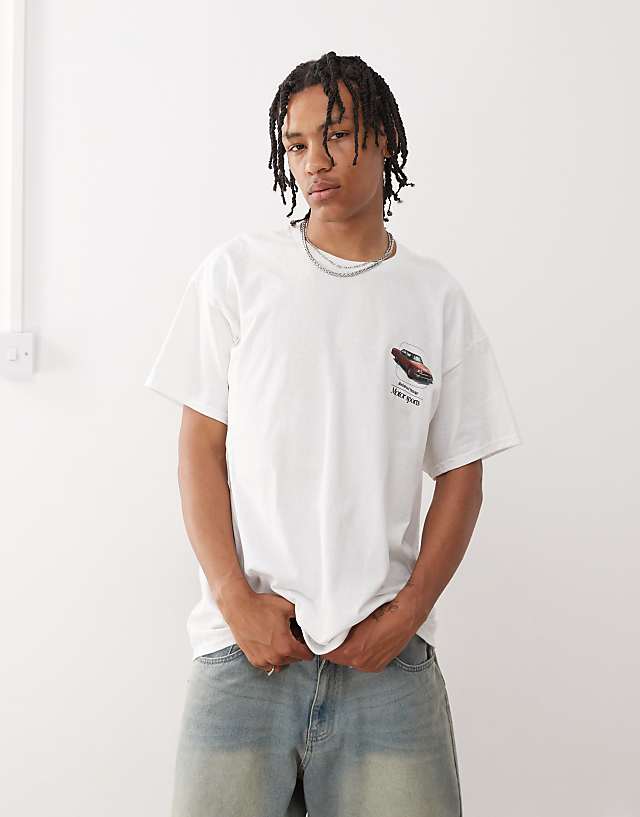 Asos Reclaimed Vintage Oversized T-shirt With Back Car Print In White