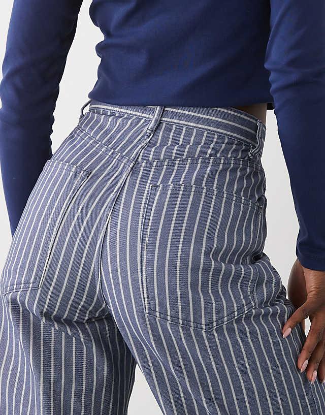 Asos Reclaimed Vintage Unisex Baggy Denim Jean In Blue Pinstripe