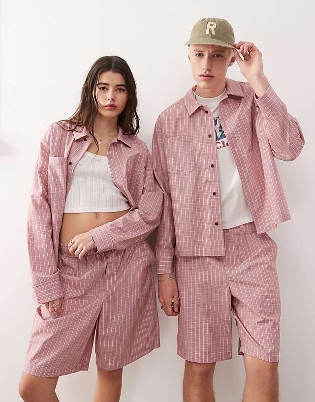 asos Reclaimed Vintage unisex boxy co-ord in red check