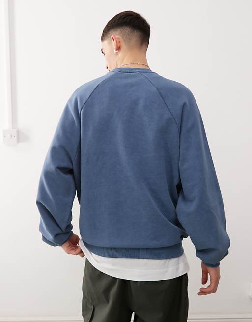 Asos Reclaimed Vintage Unisex Boxy Sweatshirt In Blue Wash