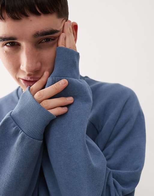 Asos Reclaimed Vintage Unisex Boxy Sweatshirt In Blue Wash