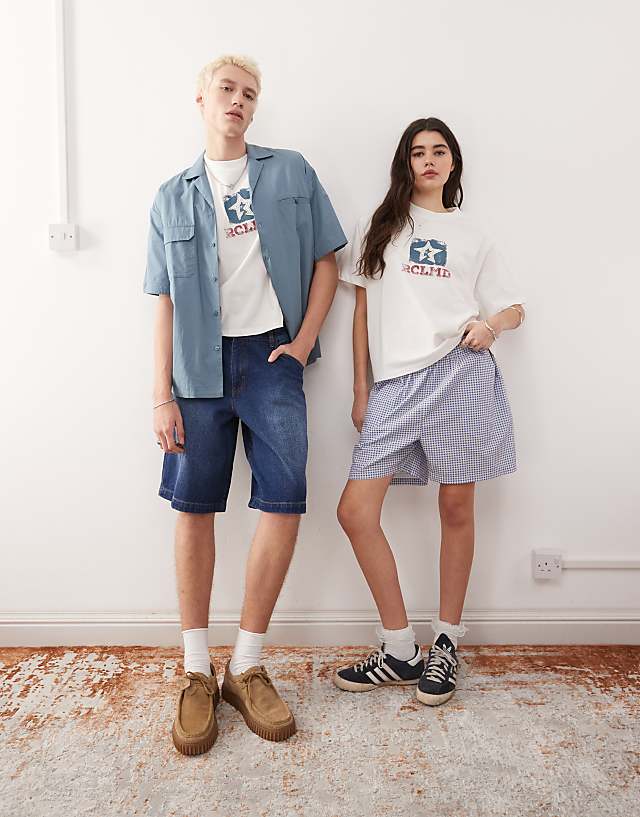 Asos Reclaimed Vintage Unisex Boxy Tshirt With Applique Star Graphic In Cream