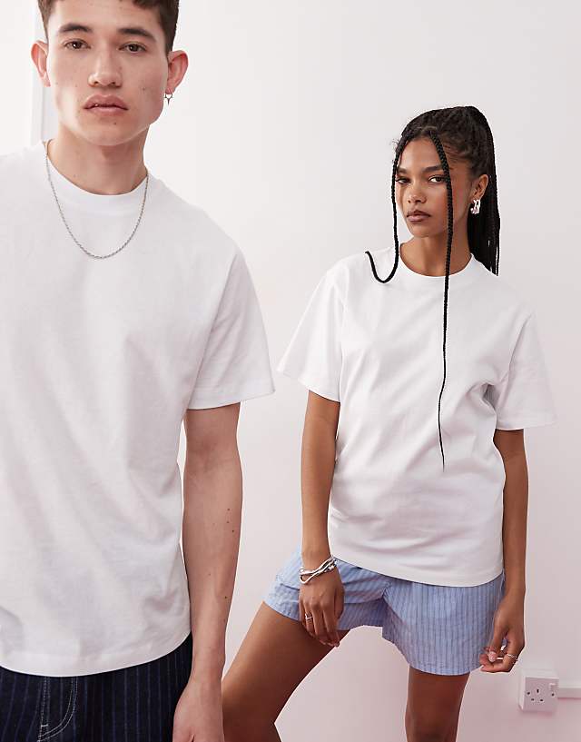 Asos Reclaimed Vintage Unisex Heavyweight Boxy Short Sleeve T-shirt In White