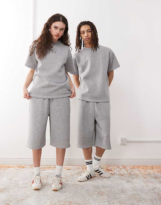 Asos Reclaimed Vintage Unisex Jersey Sweat T-shirt Co-ord In Grey Marl