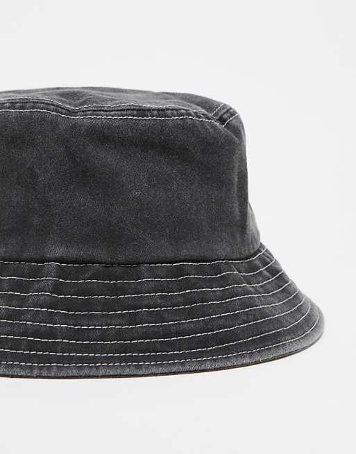 Asos Reclaimed Vintage Unisex Logo Bucket Hat In Black