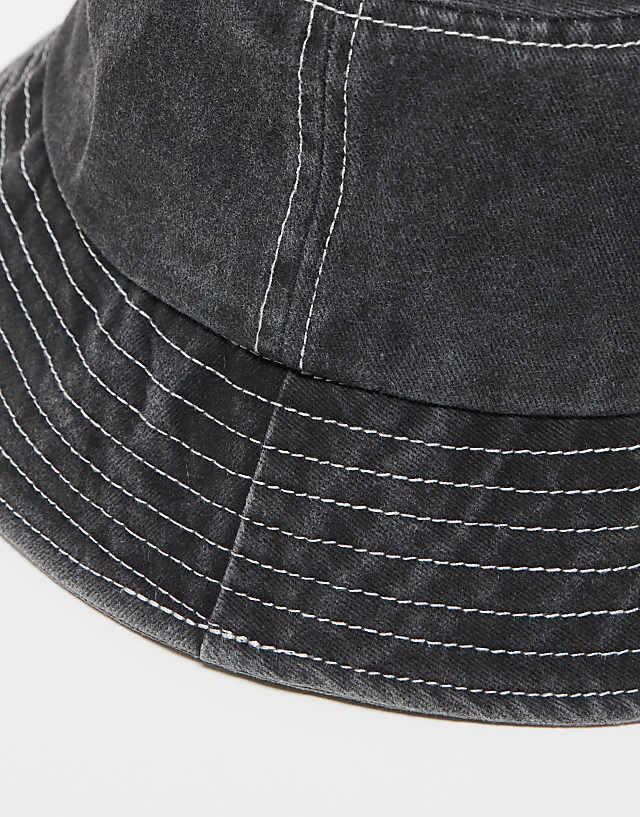 Asos Reclaimed Vintage Unisex Logo Bucket Hat In Black