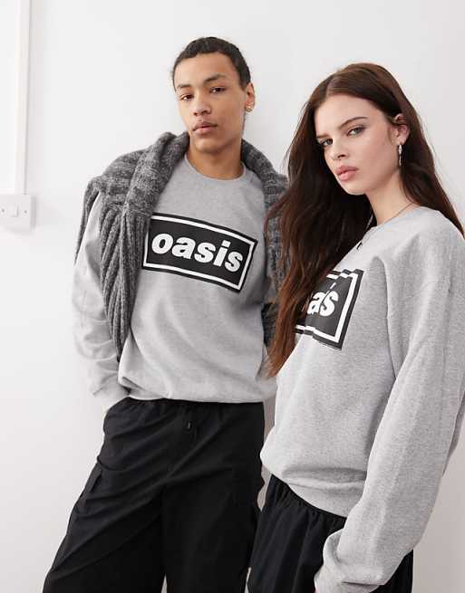 asos Reclaimed Vintage unisex Oasis licensed oversized sweat in grey marl