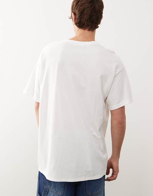 Asos Reclaimed Vintage Unisex Oversized T-shirt With Cowboy Boot Print In White