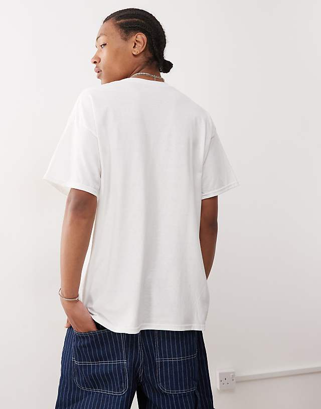 Asos Reclaimed Vintage Unisex Oversized T-shirt With Fruit Sticker Print In White
