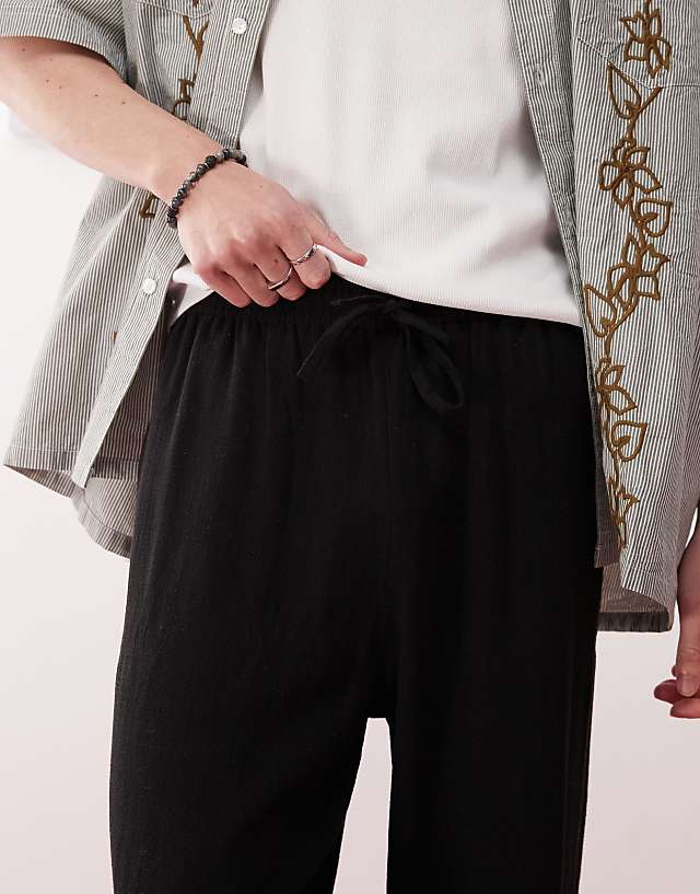 Asos Reclaimed Vintage Unisex Relaxed Trouser In Linen Blend In Black