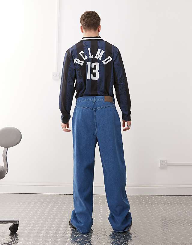 Asos Reclaimed Vintage Unisex Relaxed Wide Leg Jeans In Blue