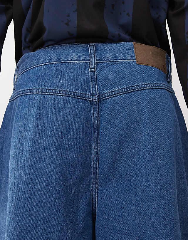 Asos Reclaimed Vintage Unisex Relaxed Wide Leg Jeans In Blue