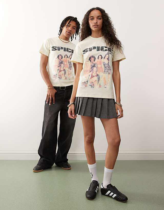 Asos Reclaimed Vintage Unisex Spice Girls Licensed Boxy T-shirt In Butter Yellow