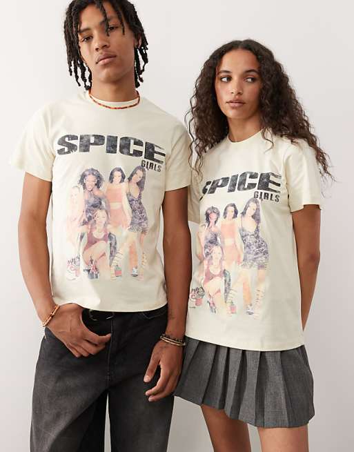 asos Reclaimed Vintage unisex Spice Girls licensed boxy t-shirt in butter yellow