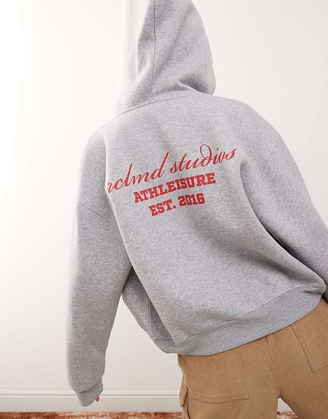 Asos Reclaimed Vintage Unisex Zip Through Hoodie In Grey Marl