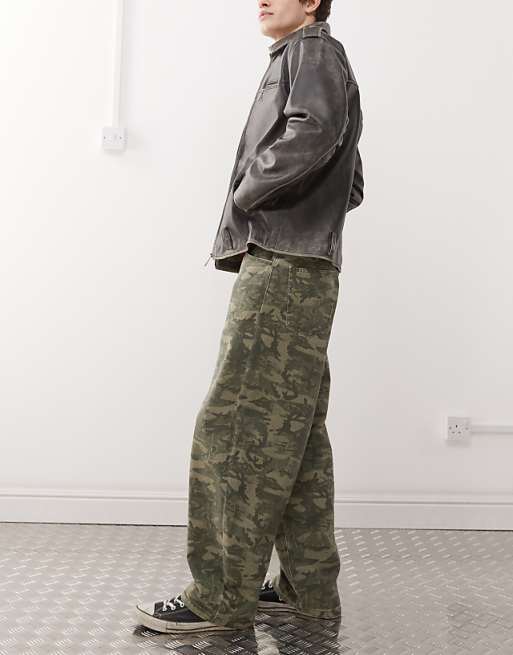 Asos Reclaimed Vintage Wide Leg Baggy Camo Print Jeans