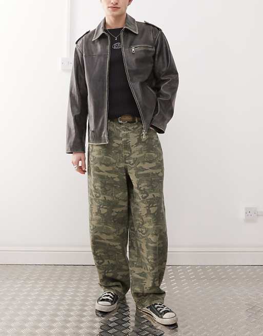 asos Reclaimed Vintage wide leg baggy camo print jeans