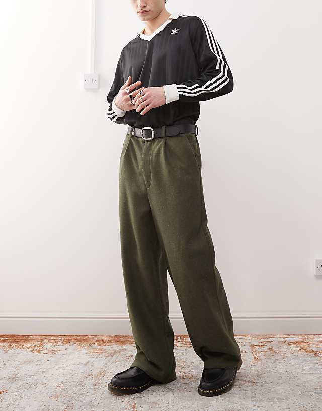 asos Reclaimed Vintage wool look tailored trouser in khaki