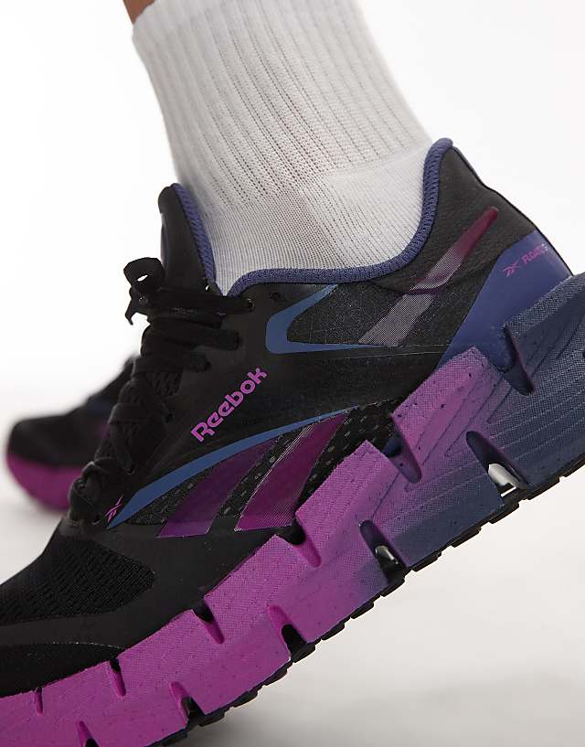 Asos Reebok Floatzig Running Trainers In Black And Purple