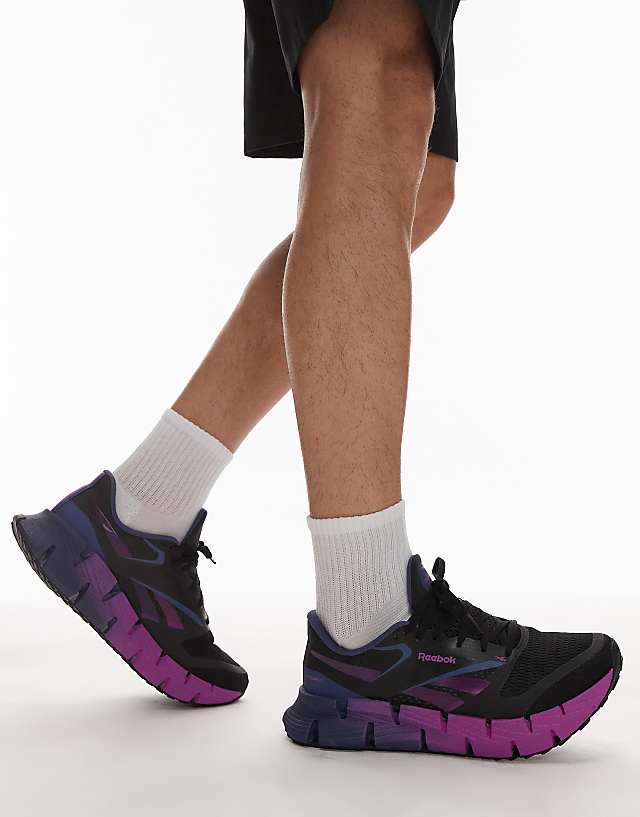 asos Reebok Floatzig running trainers in black and purple