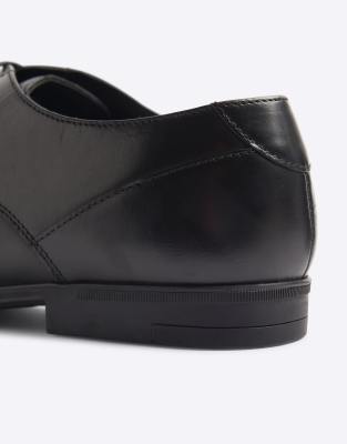 Asos River Island Leather Wide Fit Derby Shoes In Black
