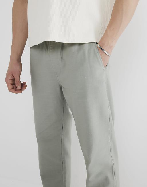 Asos River Island Linen Blend Pull On Trousers In Light Green