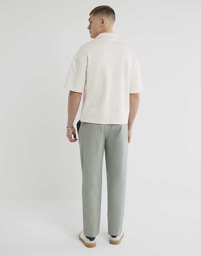 Asos River Island Linen Blend Pull On Trousers In Light Green