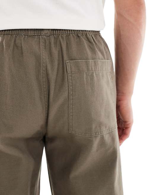 Asos River Island Linen Look Pull On Trousers In Brown