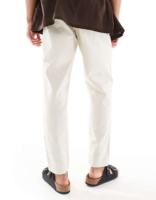 Asos River Island Linen Look Pull On Trousers In Ecru