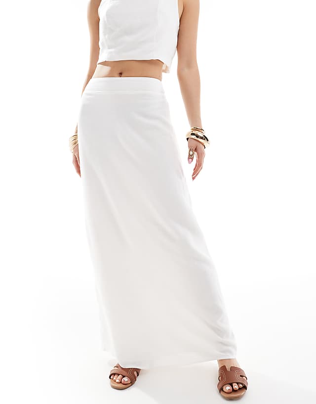Asos River Island Linen Midaxi Skirt Co-ord In White