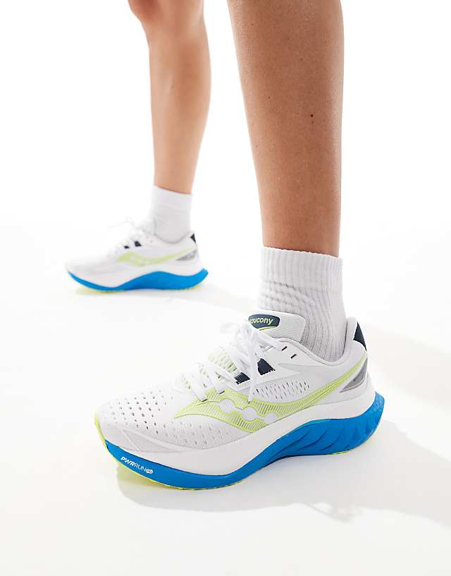 Asos Saucony Endorphin Speed 4 Neutral Running Trainers In White And Viziblue