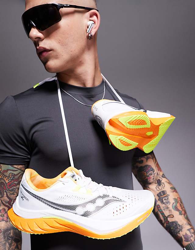 Asos Saucony Endorphin Speed 4 Running Trainers In White And Peel