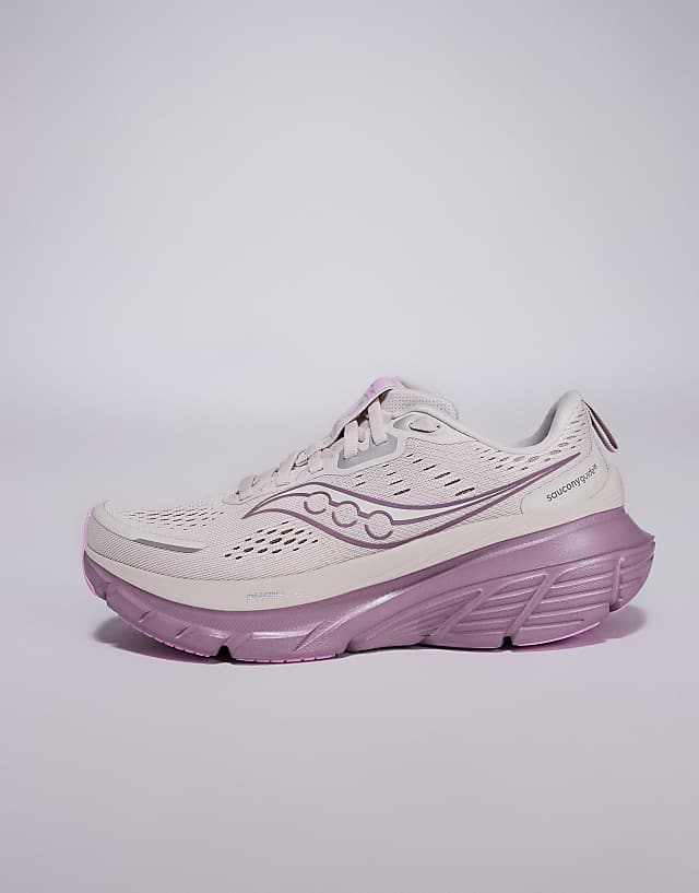 Asos Saucony Guide 18 Max Cushioning Running Trainers In Moon And Quail