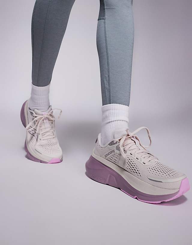 Asos Saucony Guide 18 Max Cushioning Running Trainers In Moon And Quail