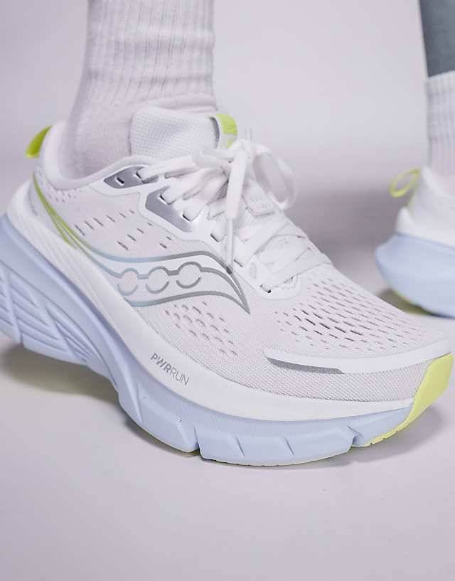 Asos Saucony Guide 18 Max Cushioning Trainers In White And Ice Melt