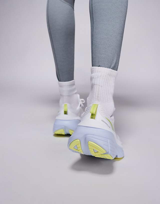 Asos Saucony Guide 18 Max Cushioning Trainers In White And Ice Melt