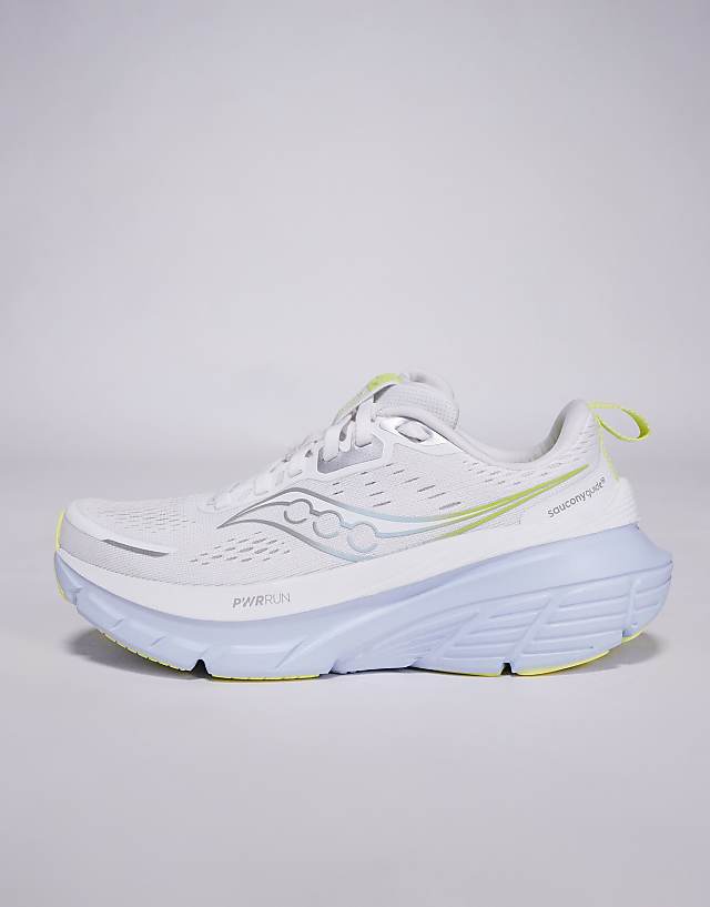 Asos Saucony Guide 18 Max Cushioning Trainers In White And Ice Melt